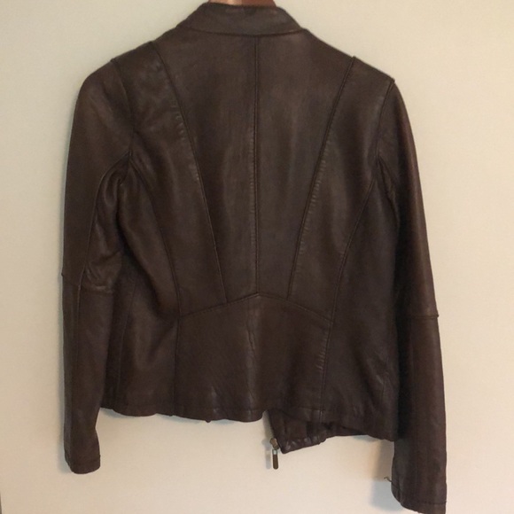 Beautiful Barneys Dark Brown Leather jacket Small EUC - Picture 3 of 6